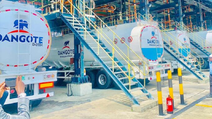 Dangote refinery with trucks